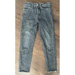 Levi's Size 28‎ Wedgie Skinny Black High-Waisted Jeans Raw Hem